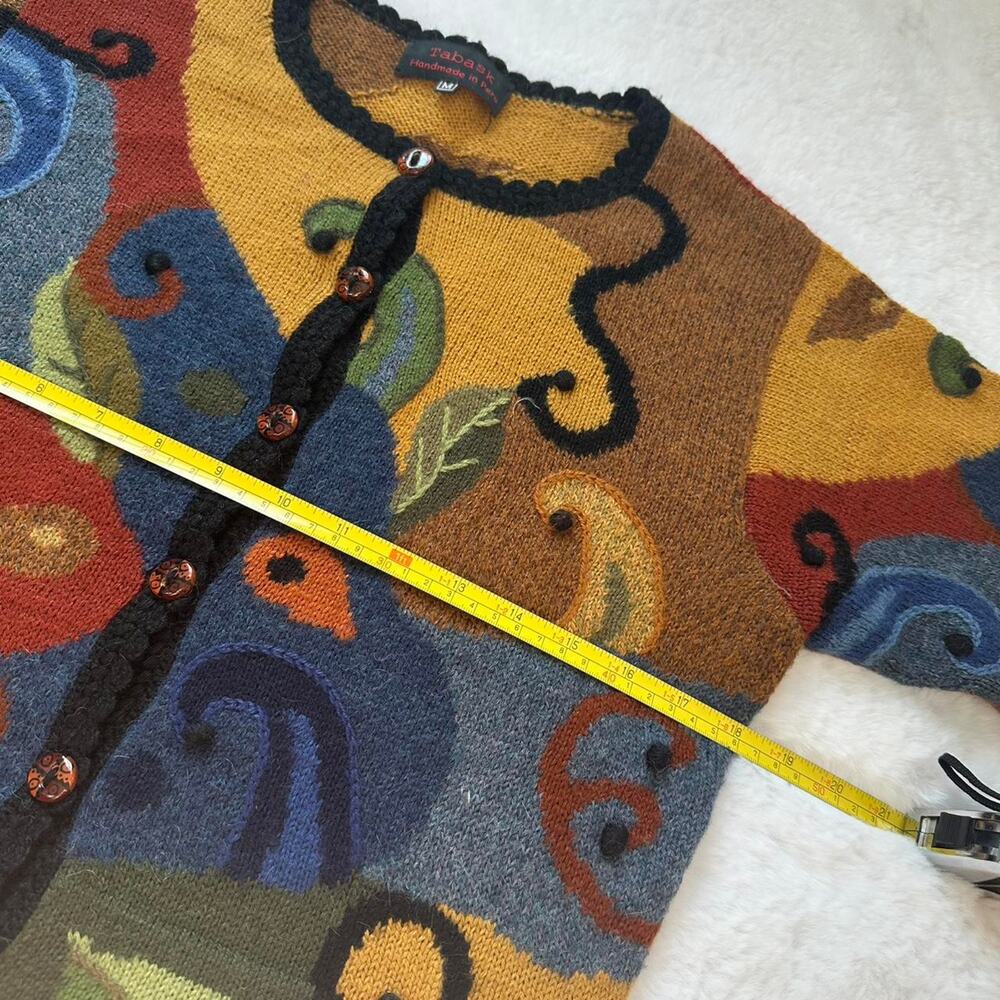Tabask Wool Blend Sweater Abstract Art Nature Multicolor Hippie Alpaca - Med - Picture 4 of 7